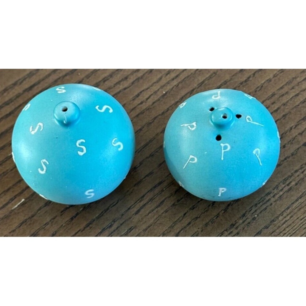 Vintage MCM Enesco Japan HTF Salt Pepper Shakers‎ Blue Edith Nielsen(?)